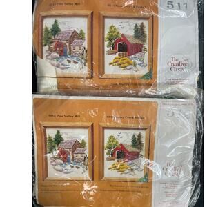 2 Needlepoint Kits, The Creative Circle: Pine Valley Mill & Stoney Creek Bridge